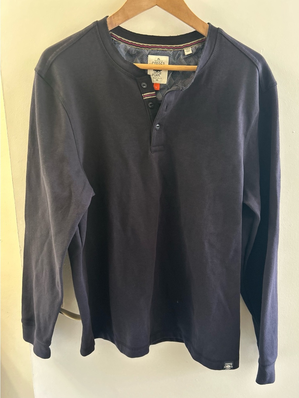 Black Long-Sleeve Henley Shirt